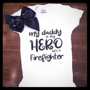 Firefighter baby onesie (bow not included)